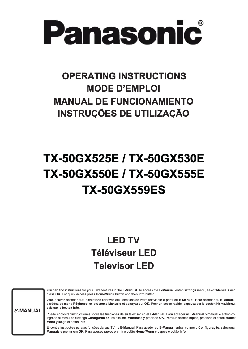 Page 1 de la notice Manuel utilisateur Panasonic TX-50GX550E