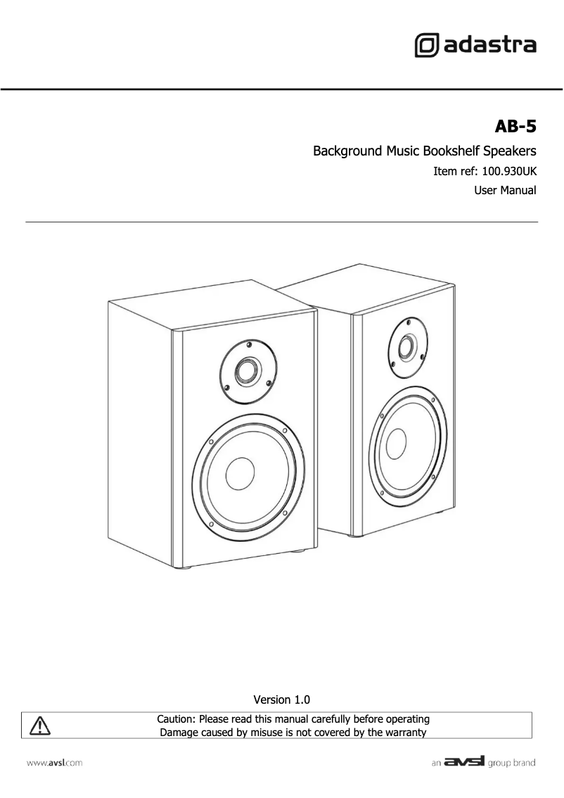 Page 1 de la notice Manuel utilisateur Adastra AB-5