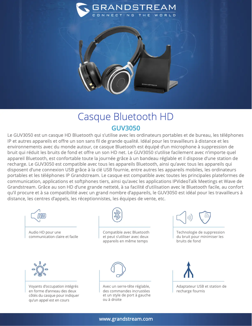 Page 1 de la notice Fiche technique Grandstream GUV3050