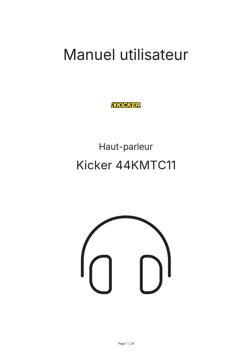 Page n°1 - Manuel utilisateur Kicker 44KMTC11