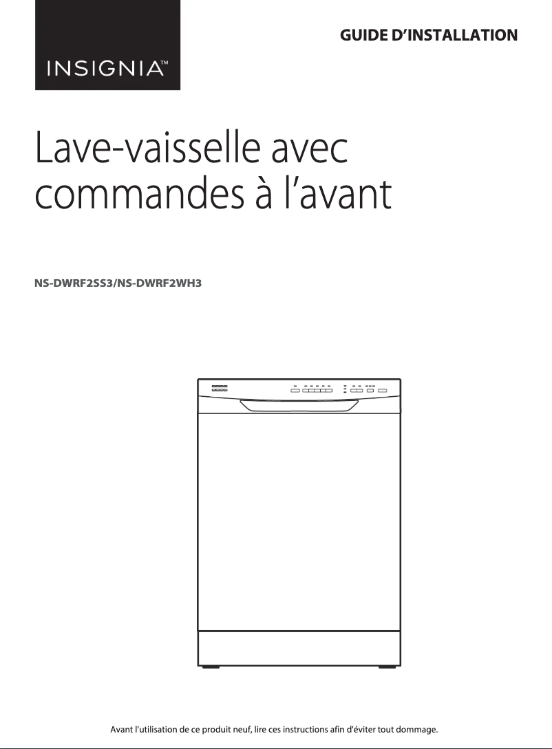 Page 1 de la notice Guide d'installation Insignia NS-DWRF2SS3