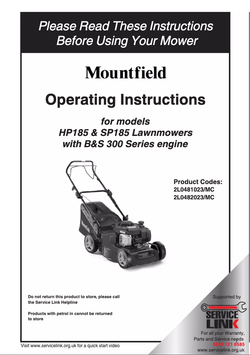 Page 1 de la notice Manuel utilisateur Mountfield HP185