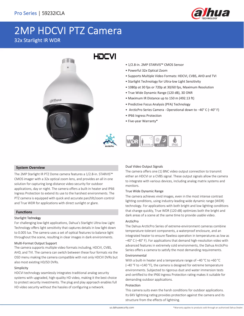 Page n°1 - Fiche technique Dahua Technology 59232ICLA