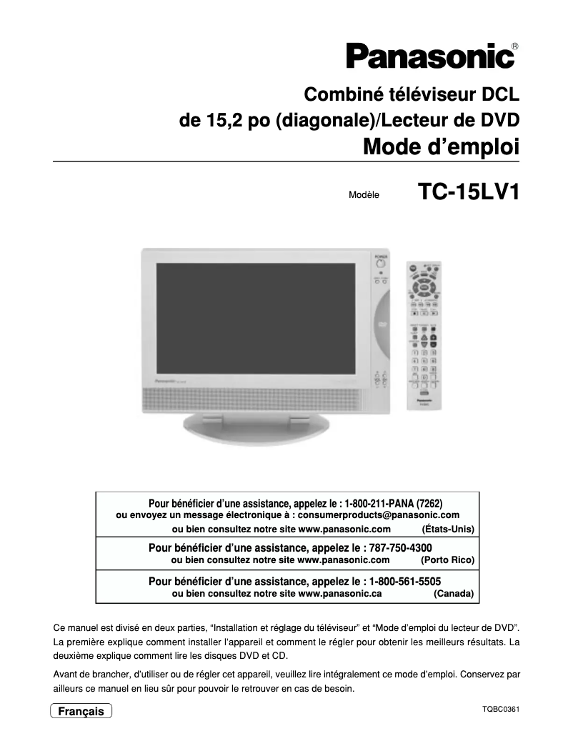 Página 1 del manual Manual de usuario Panasonic TC-15LV1
