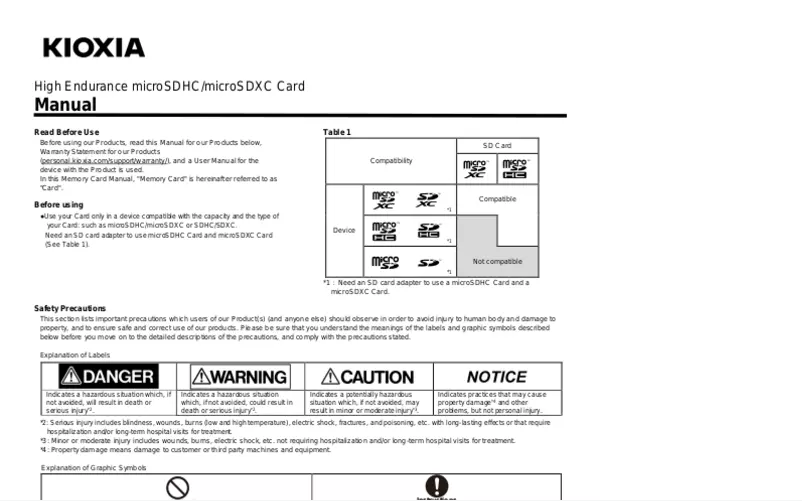 Page 1 de la notice Manuel utilisateur Kioxia Exceria High Endurance