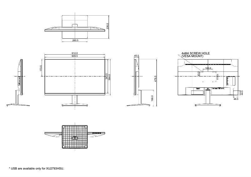Page n°1 - Dessin technique Iiyama ProLite XU2793HS