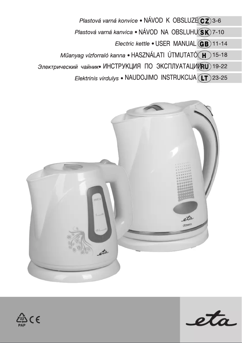 Page 1 de la notice Manuel utilisateur Eta Dovela