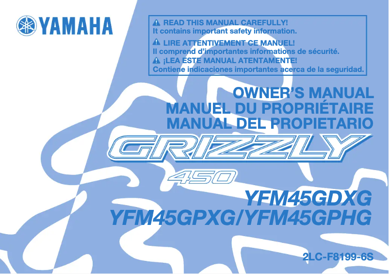 Image de la première page du manuel de l'appareil Grizzly 450 (2016)