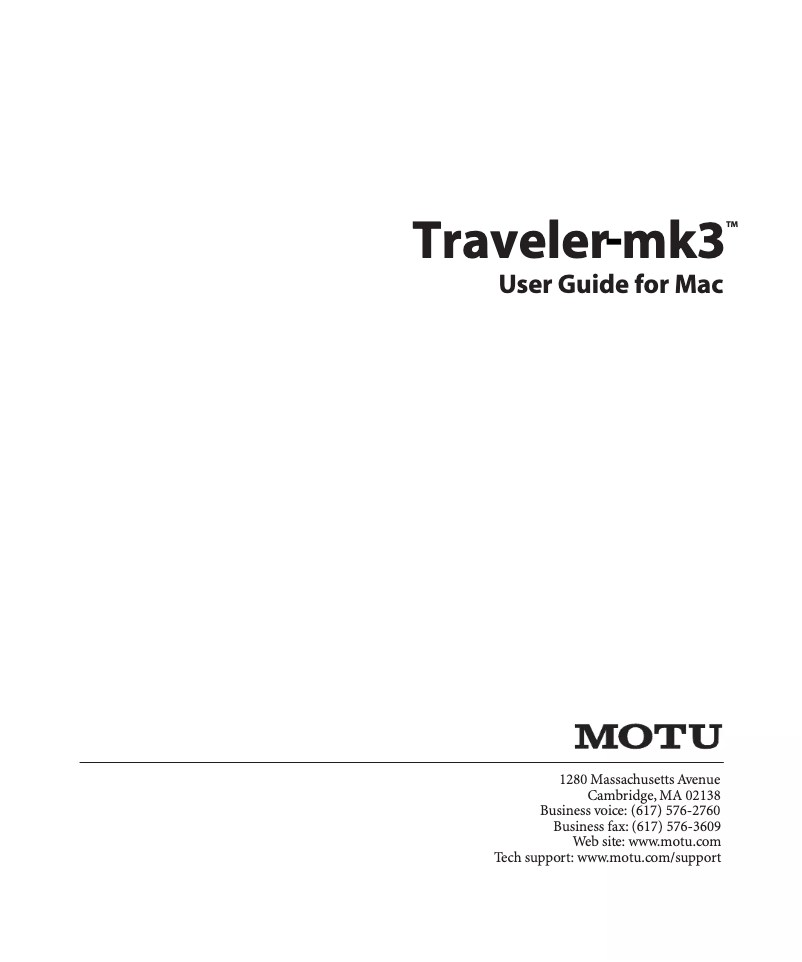 Page 1 of the manual User Manual Motu Traveler-mk3