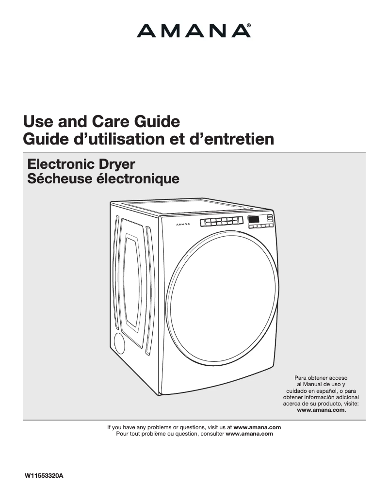 Page 1 de la notice Manuel d'utilisation et d'entretien Amana NGD5800HW