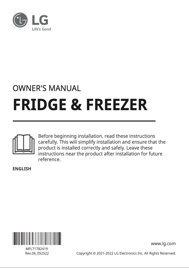 Page 1 de la notice Manuel utilisateur LG GML844MCAE