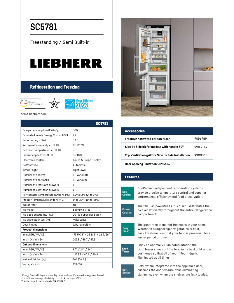Page n°1 - Fiche technique Liebherr SC5781