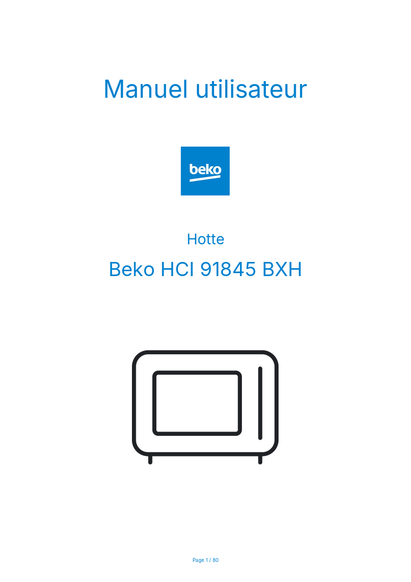 Image de la première page du manuel de l'appareil HCI 91845 BXH