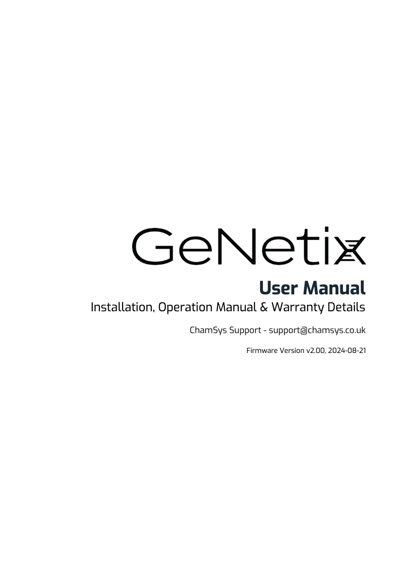 Page n°1 - Manuel utilisateur ChamSys GeNetix GS5IP
