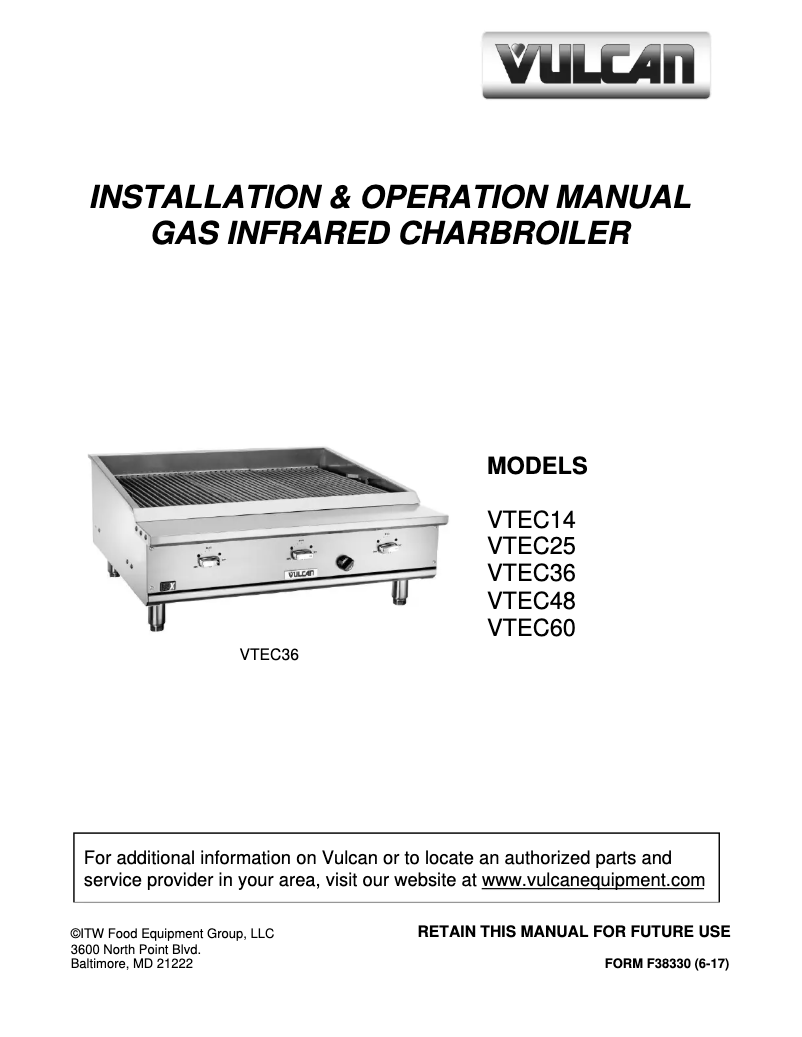 Page 1 de la notice Manuel utilisateur Vulcan VTEC14