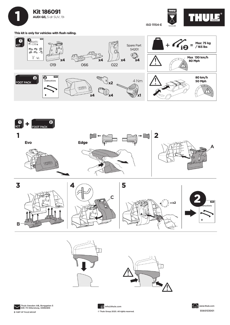 Page 1 de la notice Manuel utilisateur Thule Kit 186091
