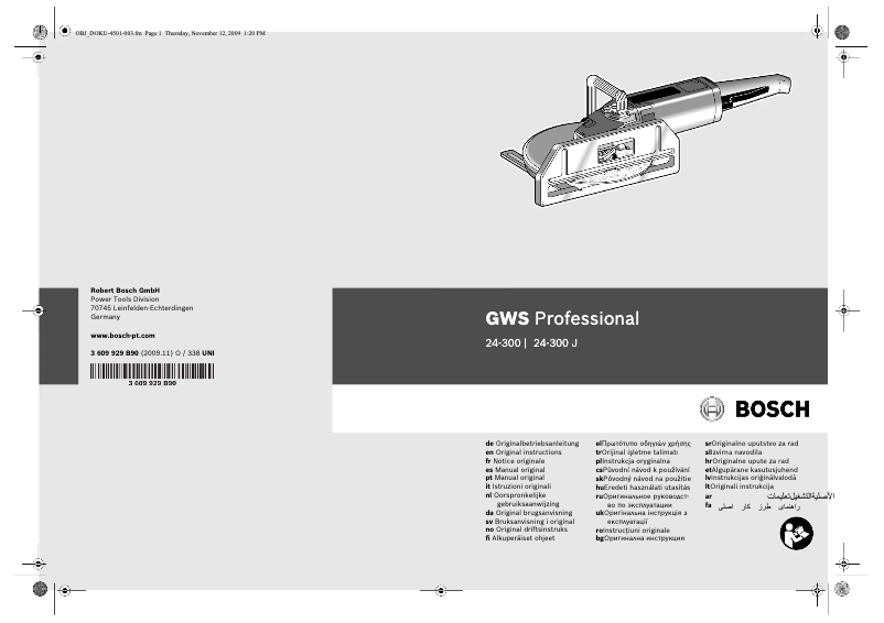 Page 1 de la notice Manuel utilisateur Bosch GWS 24-300 J + SDS