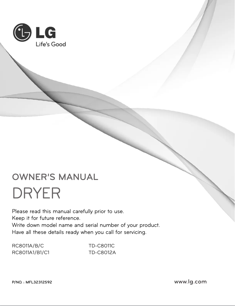 Page 1 de la notice Manuel utilisateur LG TD-C8012A
