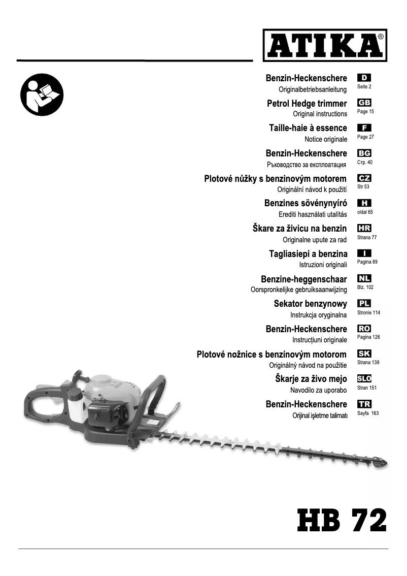 Page 1 de la notice Manuel utilisateur ATIKA HB 72