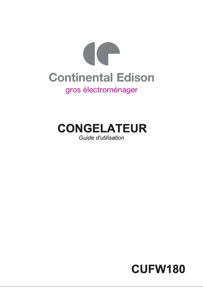 Page 1 de la notice Manuel utilisateur Continental Edison CECUFW180