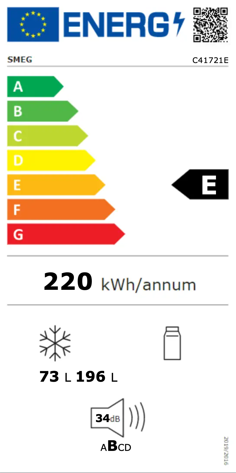 Page n°1 - Label énergétique Smeg C41721E