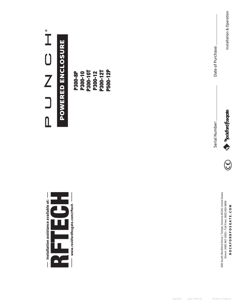 Page n°1 - Manuel utilisateur Rockford Fosgate Punch P300-8P