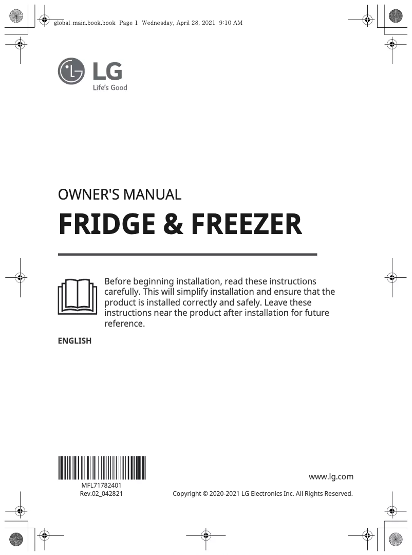 Page 1 de la notice Manuel utilisateur LG GF-VB590MBL