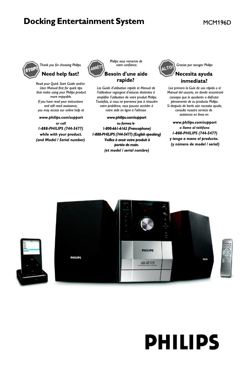 Page 1 de la notice Manuel utilisateur Philips MCM196