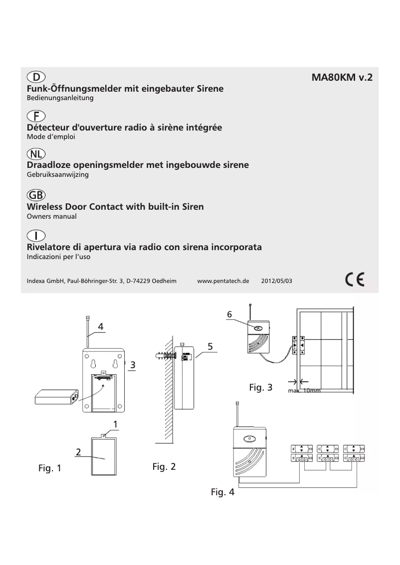 Page 1 de la notice Manuel utilisateur Pentatech MA 80KM