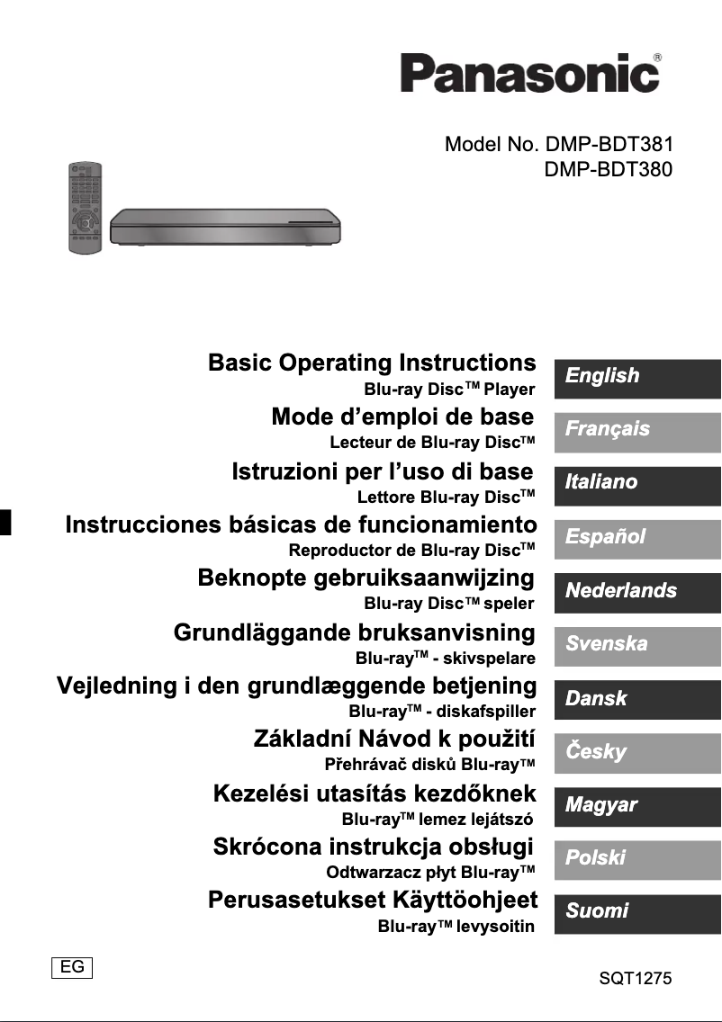 First page image of the manual for DMP-BDT380