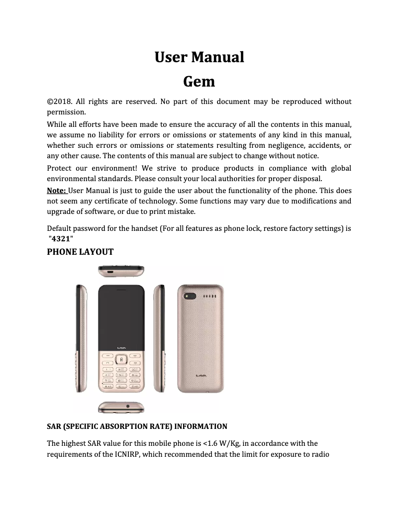 Page 1 de la notice Manuel utilisateur Lava Gem