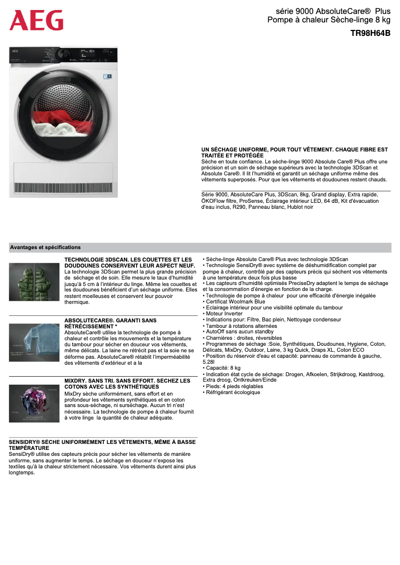 Image de la première page du manuel de l'appareil TR98H64B