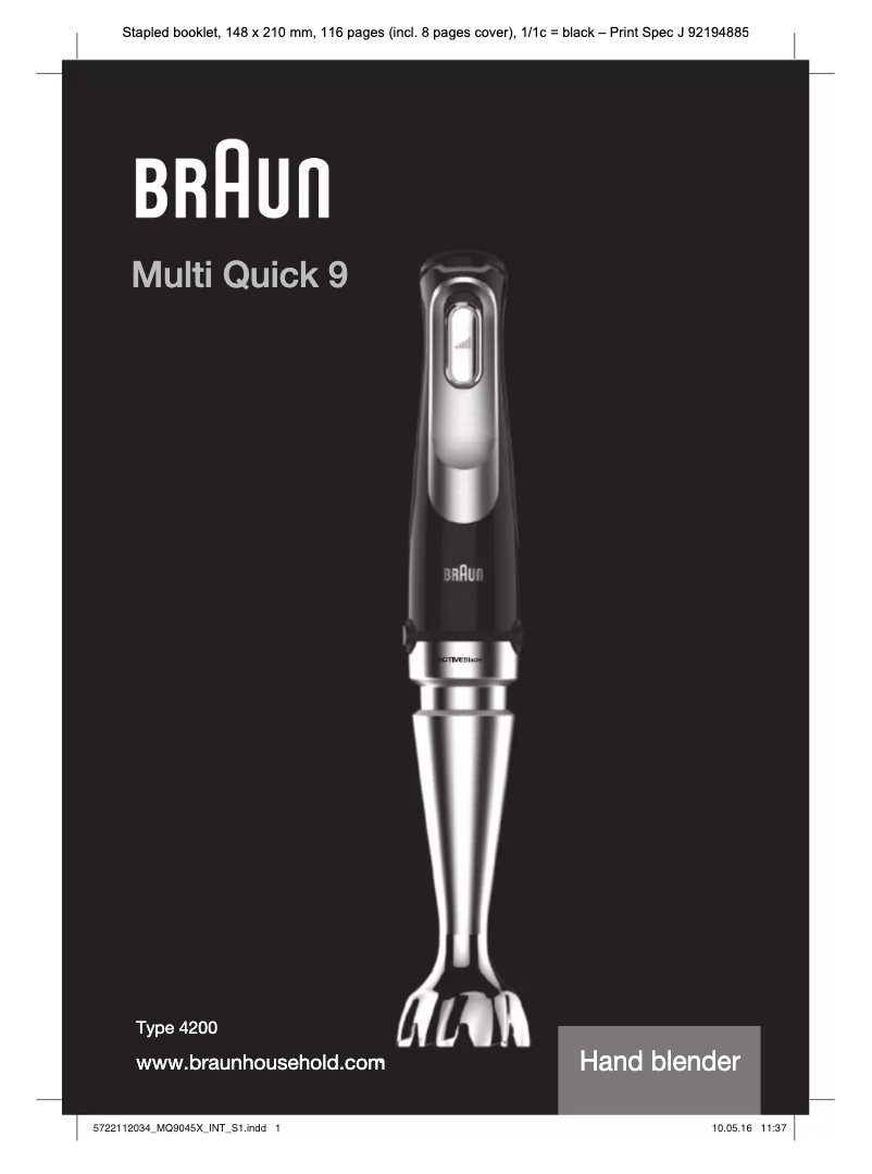 Página 1 del manual Manual de usuario Braun Multiquick 9 MQ9005X
