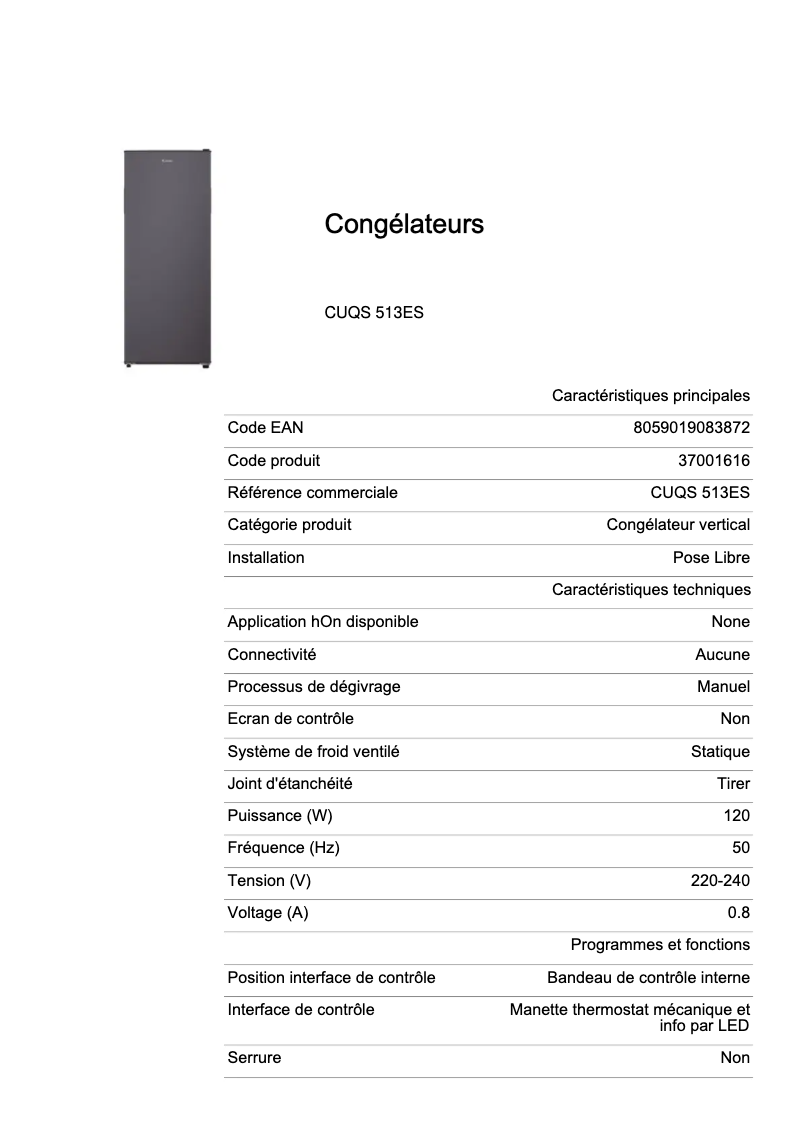 Image de la première page du manuel de l'appareil CUQS 513ES