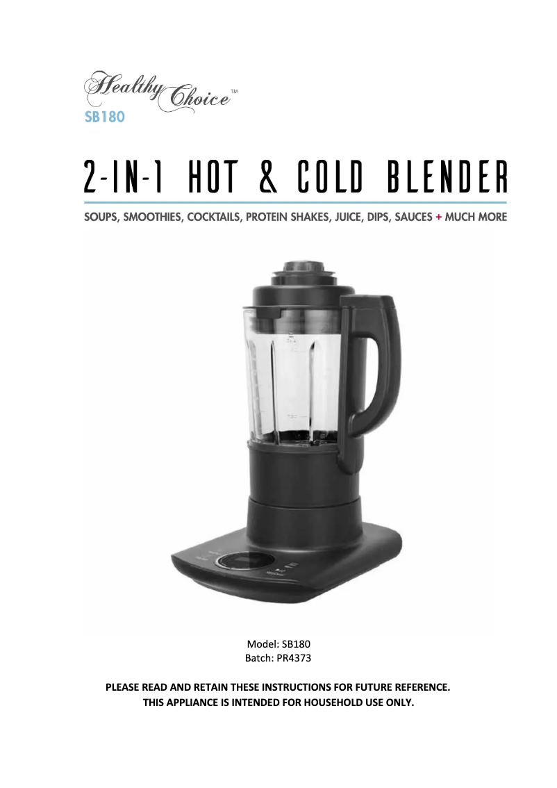 Image de la première page du manuel de l'appareil SB180