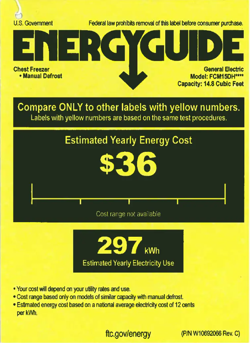 Page n°1 - Label énergétique GE FCM15DHWW