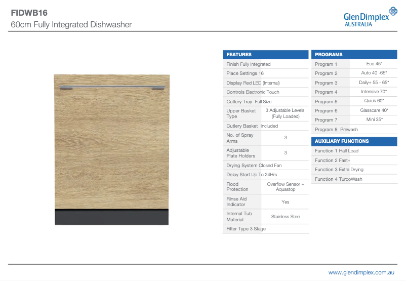 Page n°1 - Fiche technique Baumatic FIDWB16