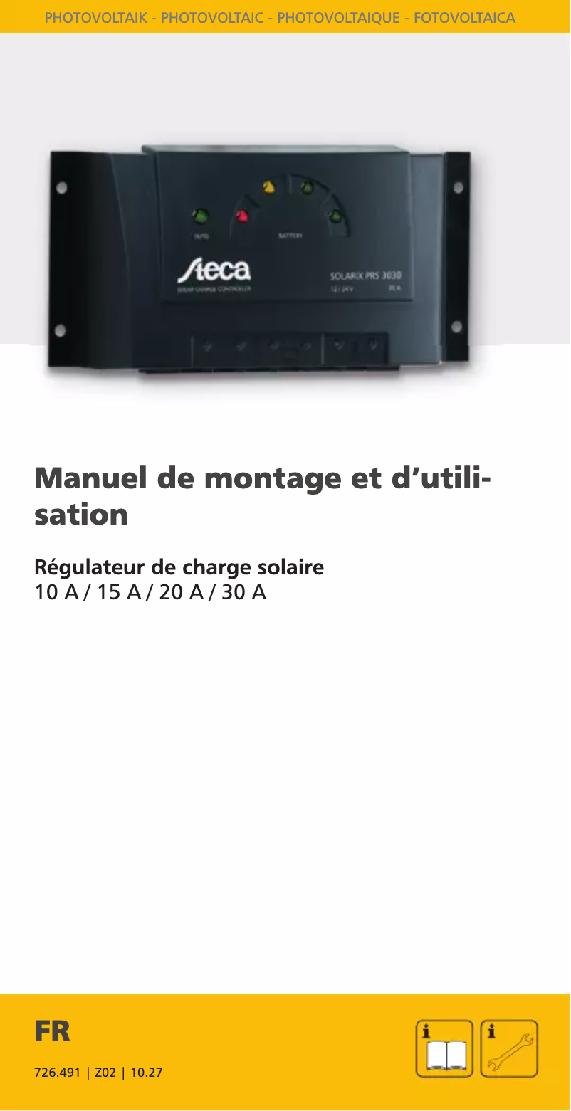 Page n°1 - Manuel utilisateur Steca Solarix PRS 3030