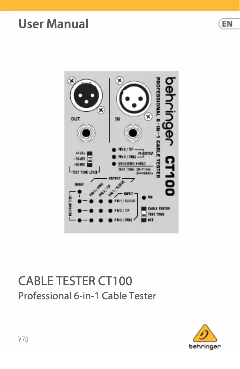 Page n°1 - Manuel utilisateur Behringer CT100