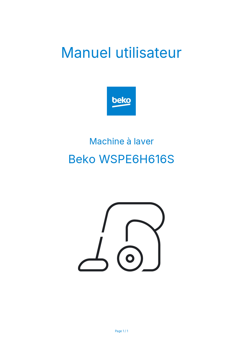 Image de la première page du manuel de l'appareil WSPE6H616S