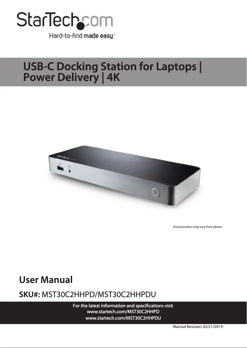 Page 1 de la notice Manuel utilisateur StarTech.com MST30C2HHPDU