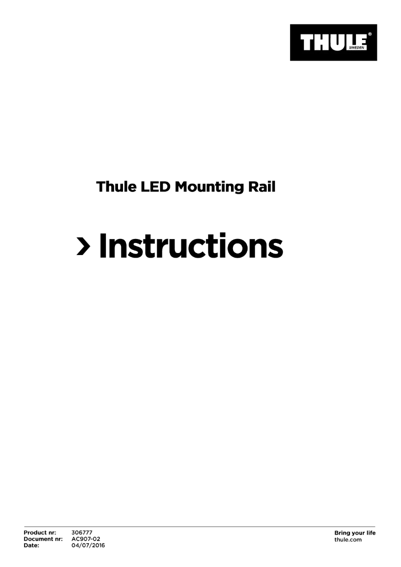 Page 1 de la notice Manuel utilisateur Thule LED Mounting Rail