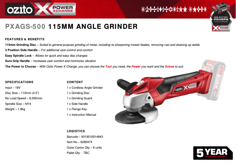 Image de la première page du manuel de l'appareil PXAGS-500