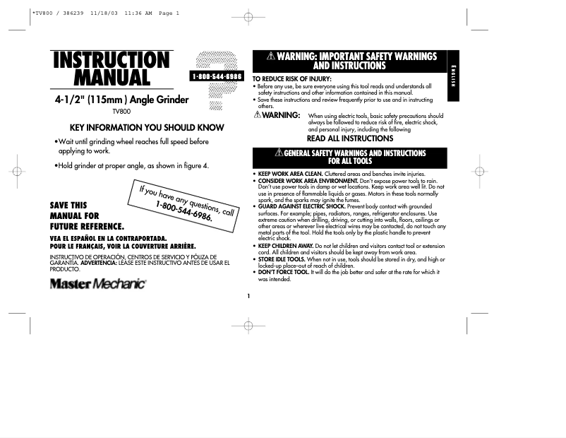 Page 1 de la notice Manuel utilisateur Black & Decker TV800