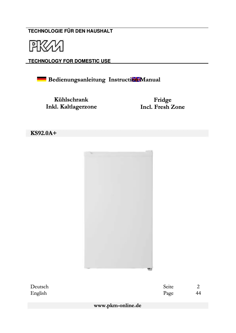 Page 1 de la notice Manuel utilisateur PKM KS92.0 A+