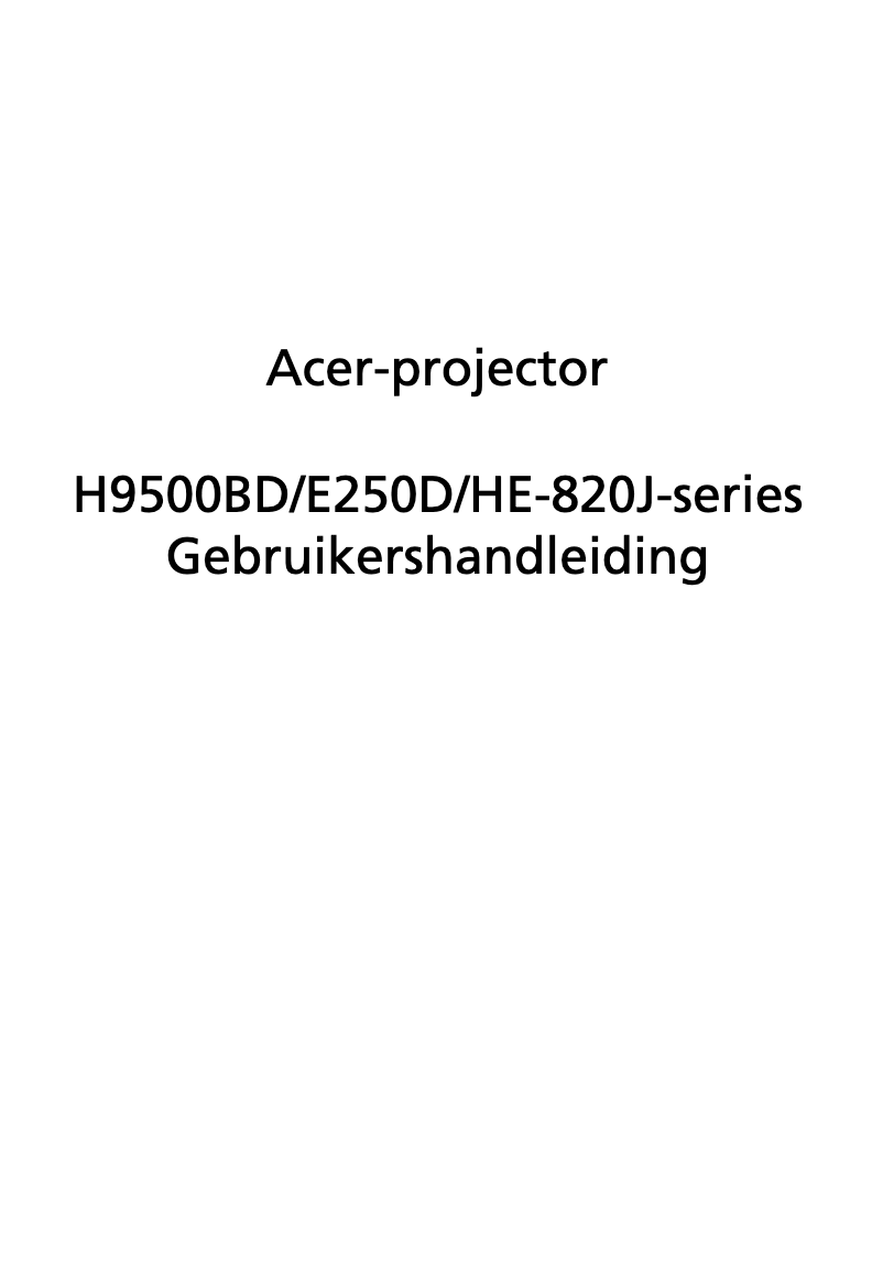 Page 1 de la notice Manuel utilisateur Acer H9500BD