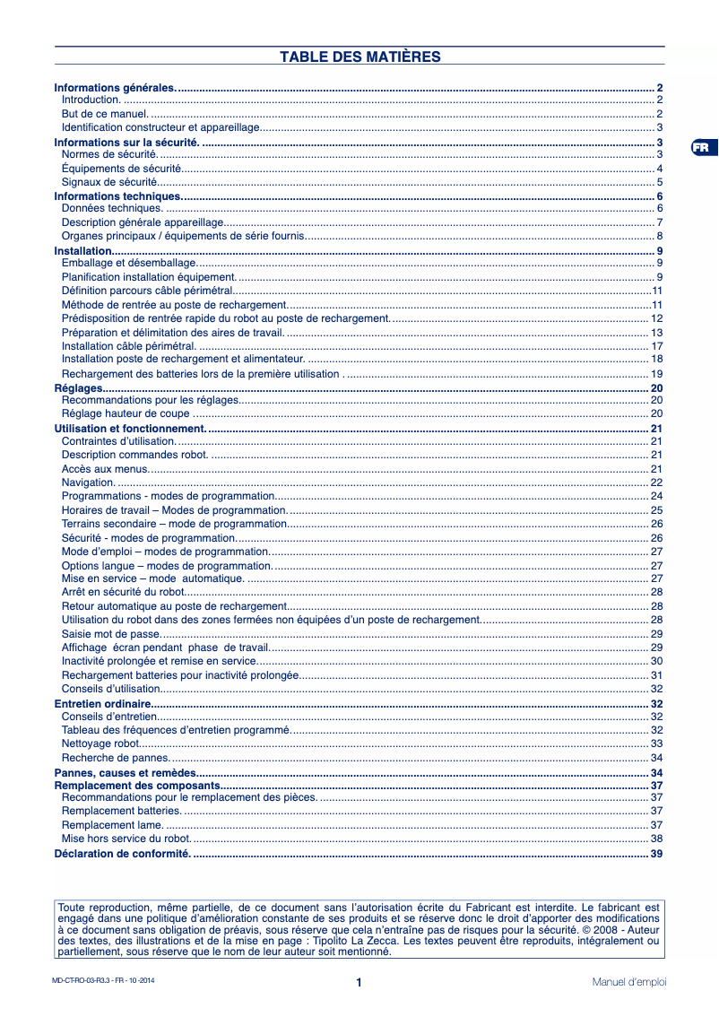 Page 1 de la notice Manuel utilisateur Ambrogio L300R
