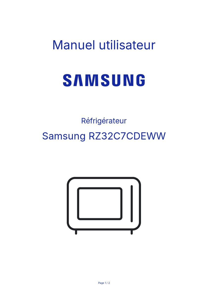Page n°1 - Manuel utilisateur Samsung RZ32C7CDEWW