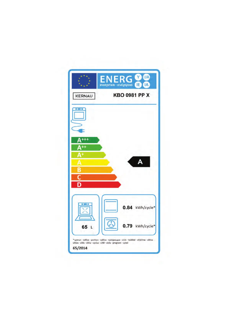Page 1 de la notice Label énergétique Kernau KBO 0981 PP X