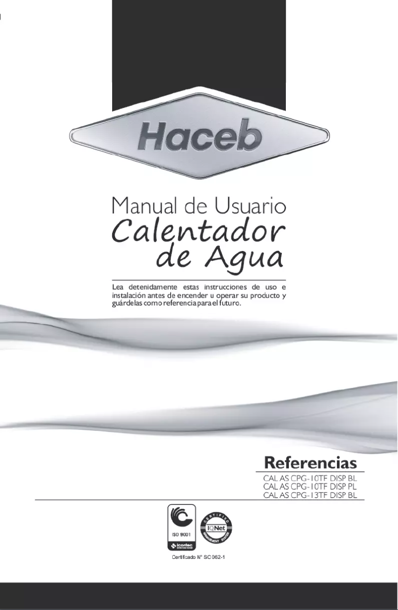 Page n°1 - Manuel utilisateur Haceb Assento CPG 13-TF DISP BL